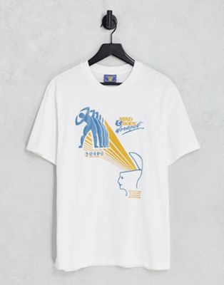 Белая футболка Coney Island Picnic Mind & Body с принтами CONEY ISLAND PICNIC