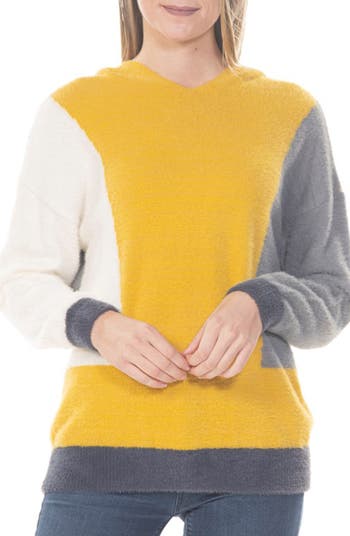 Вязаный свитер с капюшоном и цветными блоками для ресниц RAIN AND ROSE