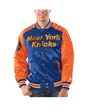 Men's Blue/Orange New York Knicks Renegade Satin Full-Snap Varsity Jacket Starter