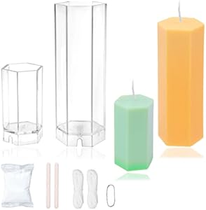 MILIVIXAY 2PCS Hexagon Pillar Candle Molds - Seamless Candle Molds -Including 60 Ft Wicks,1pc Wire and 2pc Wick Holders. MILIVIXAY