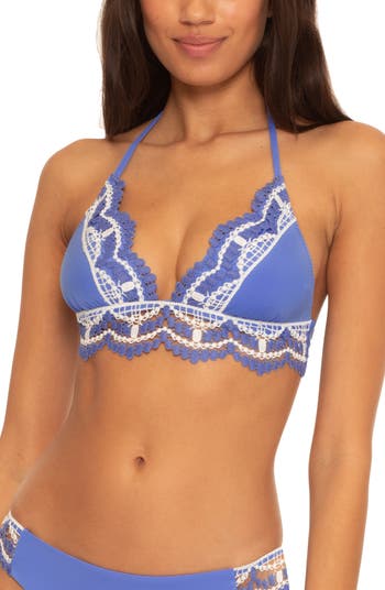 Delilah Crochet Trim Halter Bikini Top BECCA