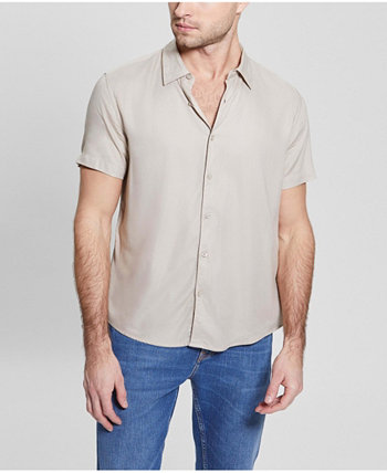 Мужская однотонная рубашка из искусственного шелка GUESS