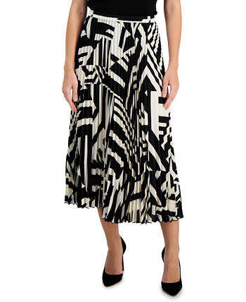 Женская плиссированная юбка-миди с геометрическим принтом Anne Klein