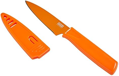 Kuhn Rikon Straight Paring Knife with Safety Sheath, 4 inch/10.16 cm Blade, Black Kuhn Rikon