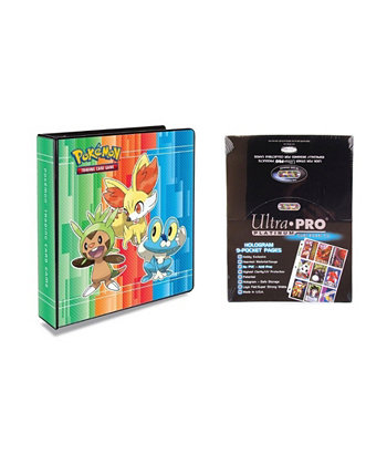 Pokemon X и Y 2 "3 кольцевых альбома вяжущего с 100 ультраплатиновыми 9 карманными листами Ultra Pro