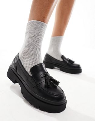 schuh Leyton chunky loafers in black Schuh