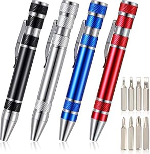 Mudder Pen Screwdriver Christmas Gifts Multitool Handy Tool 8 in 1 Magnetic Pocket Screwdriver Precision Function for Mini Gadgets(4 Pieces) Mudder