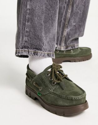 Kickers lennon boat shoes in olive suede exclusive to ASOS  Kickers