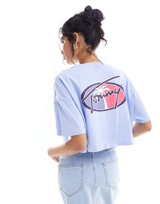 Tommy Jeans oversized cropped archive T-shirt in blue Tommy Jeans