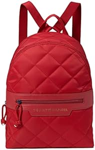 Tommy Hilfiger Daisy Medium Dome Backpack Quilted Smooth Nylon Tommy Red One Size Tommy Hilfiger