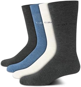 Calvin Klein Men's Dress Socks - Cotton Blend Crew Socks: Patterns and Solids (4 Pack) Calvin Klein