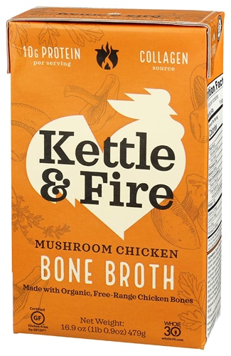 Чайник и усилитель Курица с грибами на огненном костном бульоне — 16,2 унции Kettle & Fire
