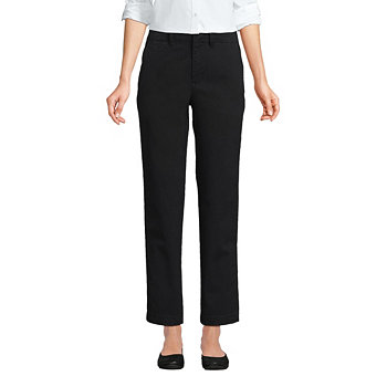 Women's Petite Mid Rise Classic Straight Leg Chino Ankle Pants Lands' End