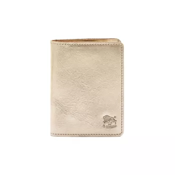 Classic Metallic Leather Bi-Fold Card Case Il Bisonte