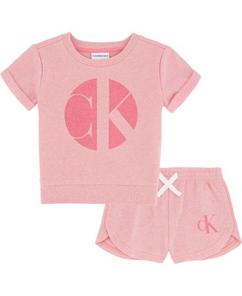 Комплект из флисового топа и шорт для новорожденных девочек, 2 предмета Calvin Klein