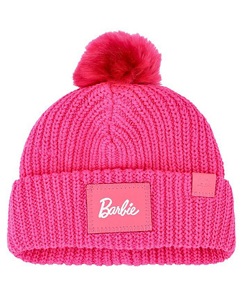 Розовая вязаная шапка Барби на атласной подкладке с манжетами и помпоном для мальчиков и девочек Love Your Melon