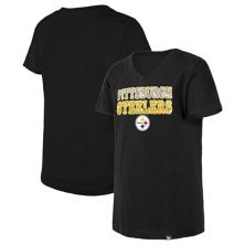 Черная молодежная футболка New Era Pittsburgh Steelers с V-образным вырезом и обратными пайетками New Era