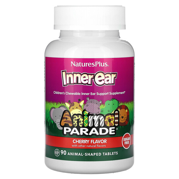 Animal Parade, Inner Ear, жевательные таблетки для детей, вишня, 90 таблеток в форме животных NaturesPlus