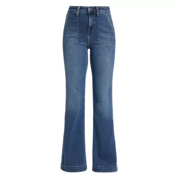 Расклешенные джинсы с высокой посадкой и накладными карманами JEN7