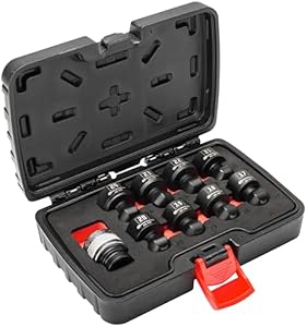 Powerbuilt 9 Piece Universal Joint Quick-Change Socket Adapter and Sockets Set, Storage Case - 643031ECE Powerbuilt