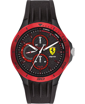 Мужские часы-хронограф Pista с черным силиконовым ремешком, 44 мм Ferrari
