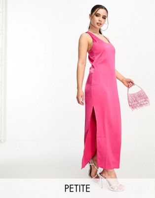 Эксклюзивное атласное платье миди розового цвета с закрученным узлом на спине 4th & Reckless Petite 4TH & RECKLESS