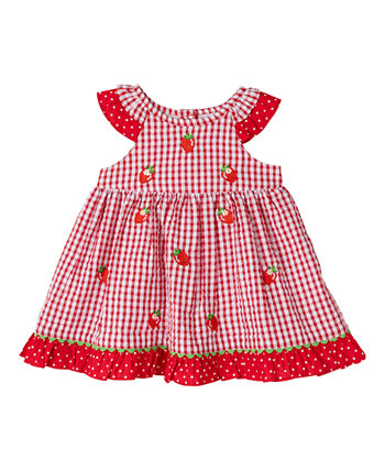 Baby Girl Strawberry Seersucker Dress Rare Editions