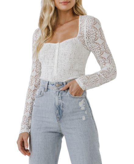 Lace Long-Sleeve Top Free the Roses