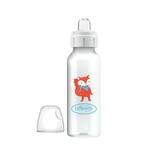 Dr. Brown's Milestones Narrow Sippy Bottle, 100% Silicone Spout, 8oz/250ml, 6m+, Fox, 1 Pack Dr. Brown's