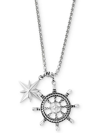 EFFYÂ® Мужское ожерелье с подвеской «Колесо корабля» и «Звезда», серебро EFFY Collection