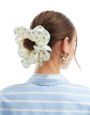 ASOS DESIGN scrunchie hair tie with frill scallop edge in delicate floral ASOS DESIGN