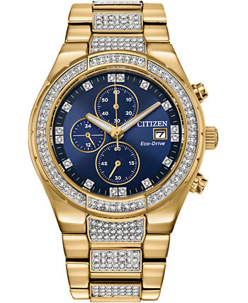 Мужские часы с хронографом Eco-Drive Crystal Gold-Tone из нержавеющей стали с браслетом, 42 мм Citizen