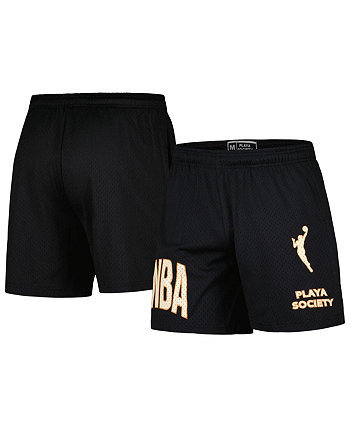 Мужские и женские черные сетчатые шорты WNBA Gear Playa Society