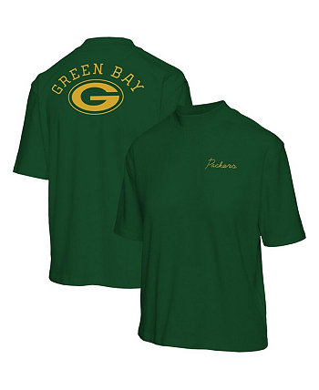 Женская футболка Green Bay Packers с короткими рукавами и воротником-стойкой зеленого цвета Junk Food