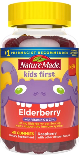 Nature Made Kids First Жевательные конфеты с бузиной и малиной — 40 жевательных конфет Nature Made