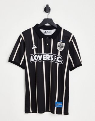 Черная футболка из джерси в тонкую полоску Lover's FC Lovers FC