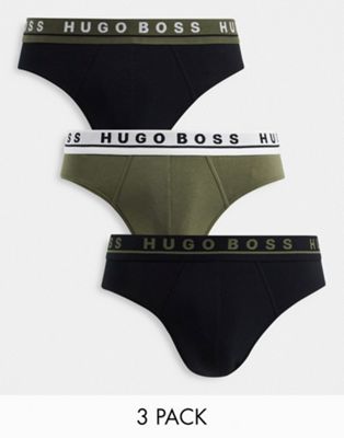 Набор из трех трусов Boss черного/хаки BOSS Bodywear
