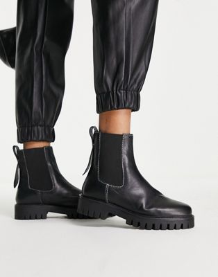 ASRA Clematis chunky chelsea boots in black leather ASRA