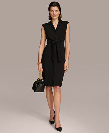 Women's Tie-Front Sleeveless Blazer Dress Donna Karan New York