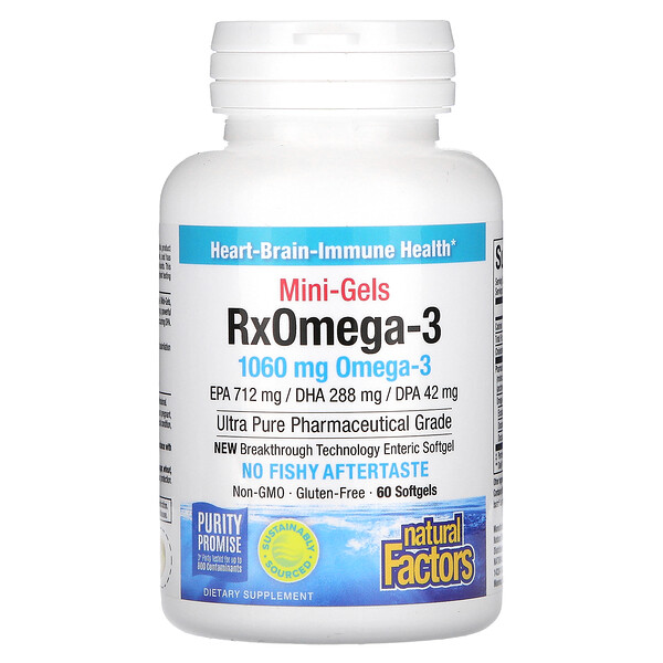 Мини-гели RxOmega-3, 500 мг, 120 мягких капсул Enteripure Natural Factors