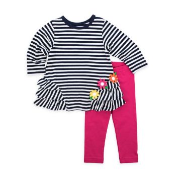 Little Girl's Striped Knit Shirt &amp; Leggings Set Florence Eiseman