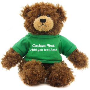 Made By Alien’s Realistic Stuffed Animals Soft Plush Toy- 12 Inch Personalized Gift for Birthday, Valentine’s day (Brown Teddy Bear Kelly Green Shirt) Plushland