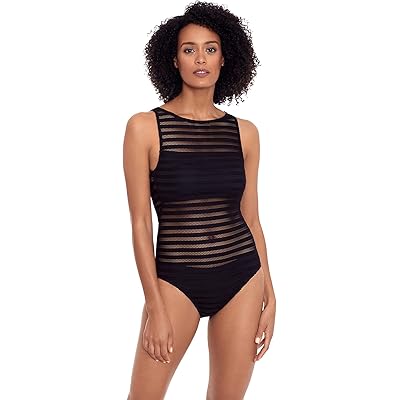 Ottoman Mesh High Neck One-Piece LAUREN Ralph Lauren