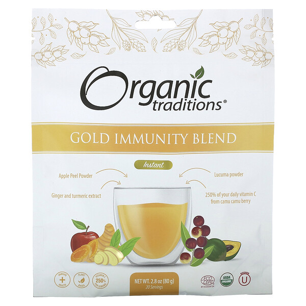 Gold Immunity Blend, быстрорастворимый, 2,8 унции (80 г) Organic Traditions