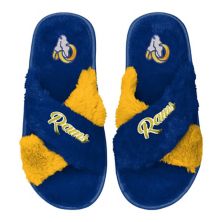 Women's FOCO Royal Los Angeles Rams Two-Tone Crossover Faux Fur Slide Slippers Unbranded