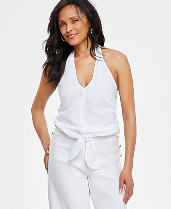Women's Tie-Front Halter Blouse, Created for Macy's I.N.C. International Concepts