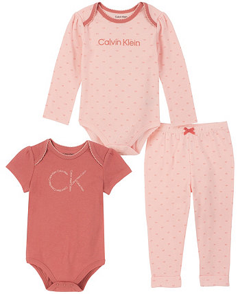 Боди и джоггеры с логотипом для маленьких девочек, комплект из 3 предметов Calvin Klein