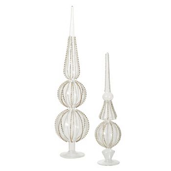 Haven Living 2-pc. Hand-Beaded Clear Glass Finial Set Haven Living