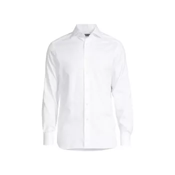 Текстурированная однотонная хлопковая рубашка с пуговицами спереди Zegna