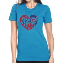 July 4th Heart - Women's Premium Blend Word Art T-shirt LA Pop Art